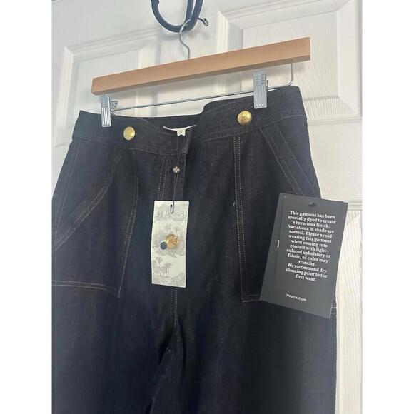 Tuckernuck Navy Wide-Leg Dark Denim Pants India Hicks Size 10 NWT - Picture 4 of 6
